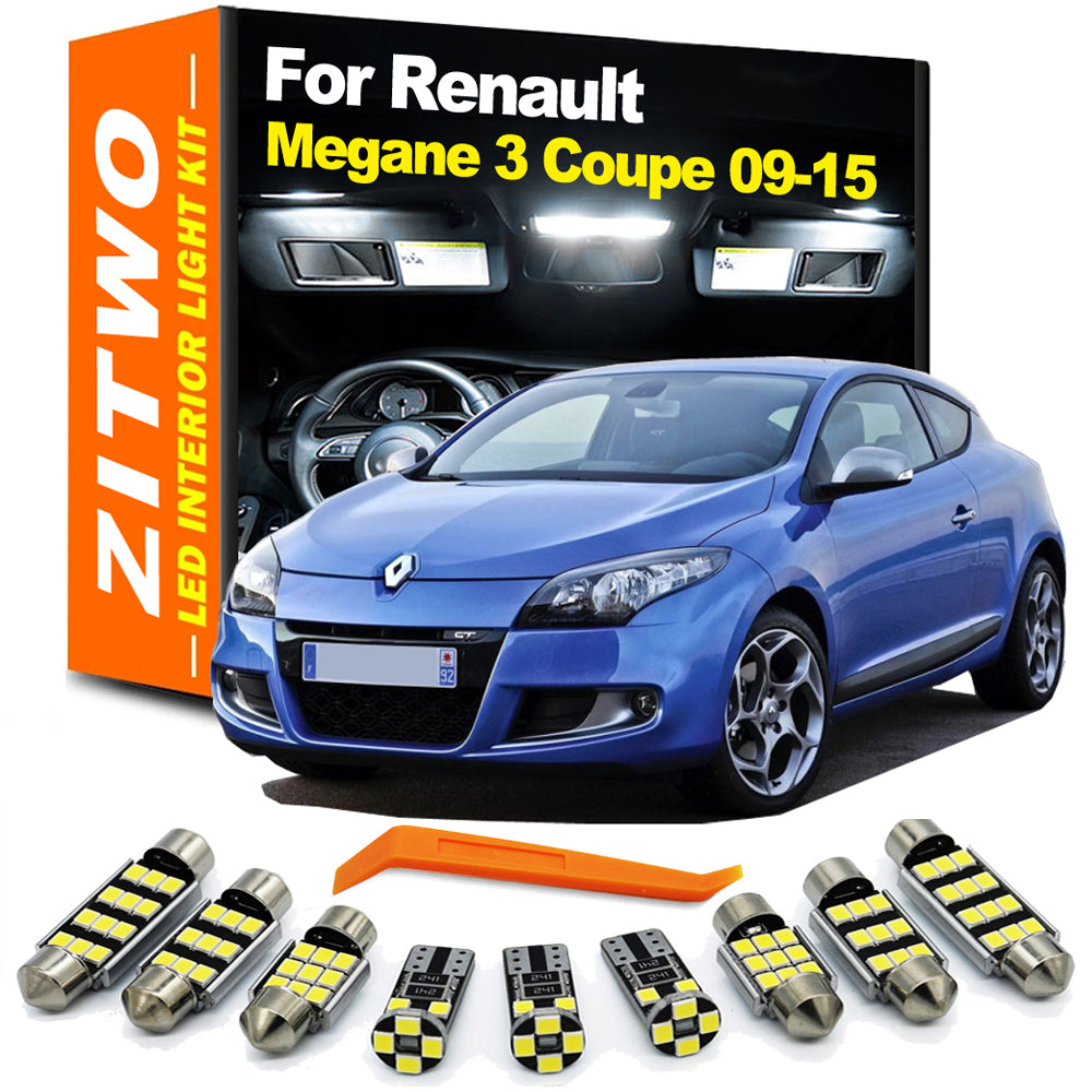 AutoGlowLED 11Pcs LED Interior Light Kit for Renault Megane Coupe 3 MK3 III 2009-2015