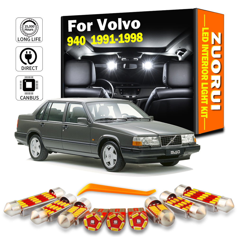 AutoGlowLED 15Pc LED Interior Light Kit for Volvo 940 Sedan Estate 1991-1998
