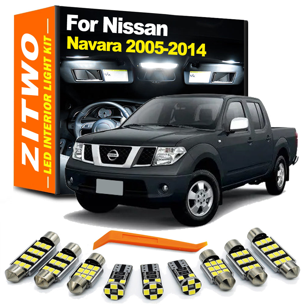 AutoGlowLED 9-Piece LED Interior & License Plate Light Kit for Nissan Navara 2005-2014