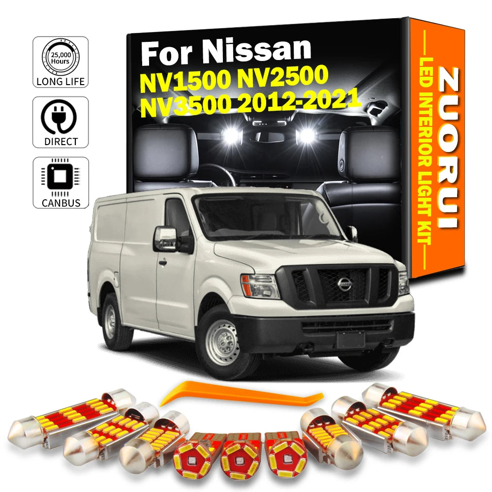 AutoGlowLED 16Pc Canbus LED Interior Light Kit for Nissan NV1500 NV2500 NV3500 2012-2021