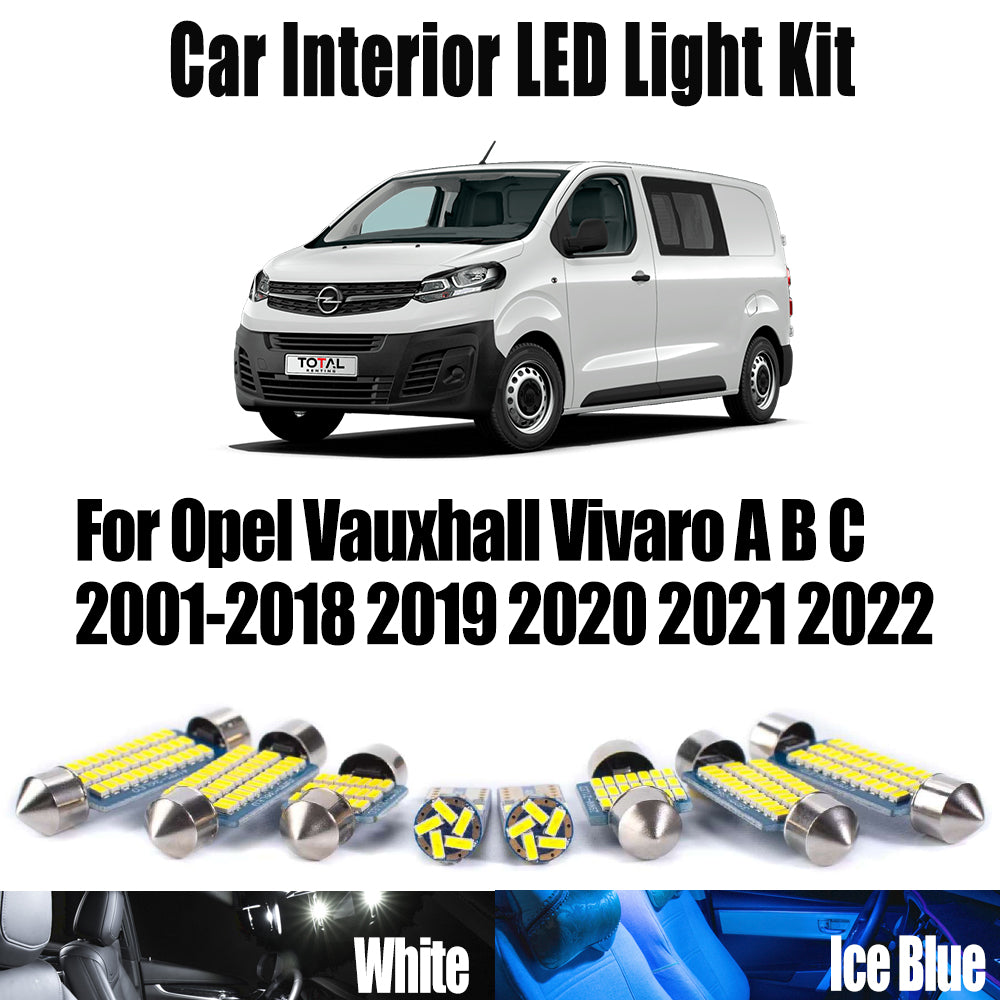 AutoGlowLED Canbus LED Interior Light Kit for Opel Vauxhall Vivaro A B C 2001-2022