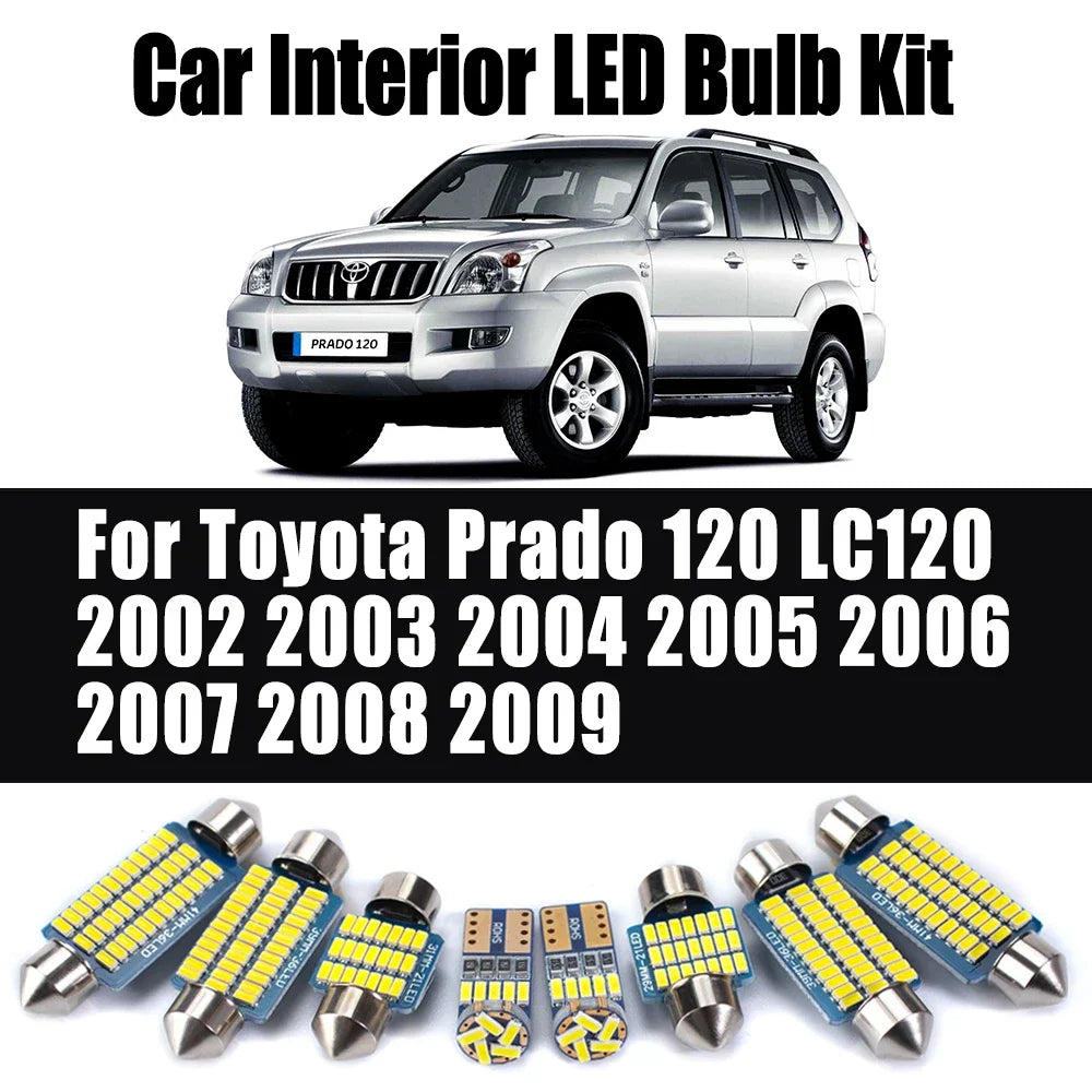 AutoGlowLED 17Pcs Canbus LED Interior Light Kit for Toyota Prado 120 LC120 2002-2009