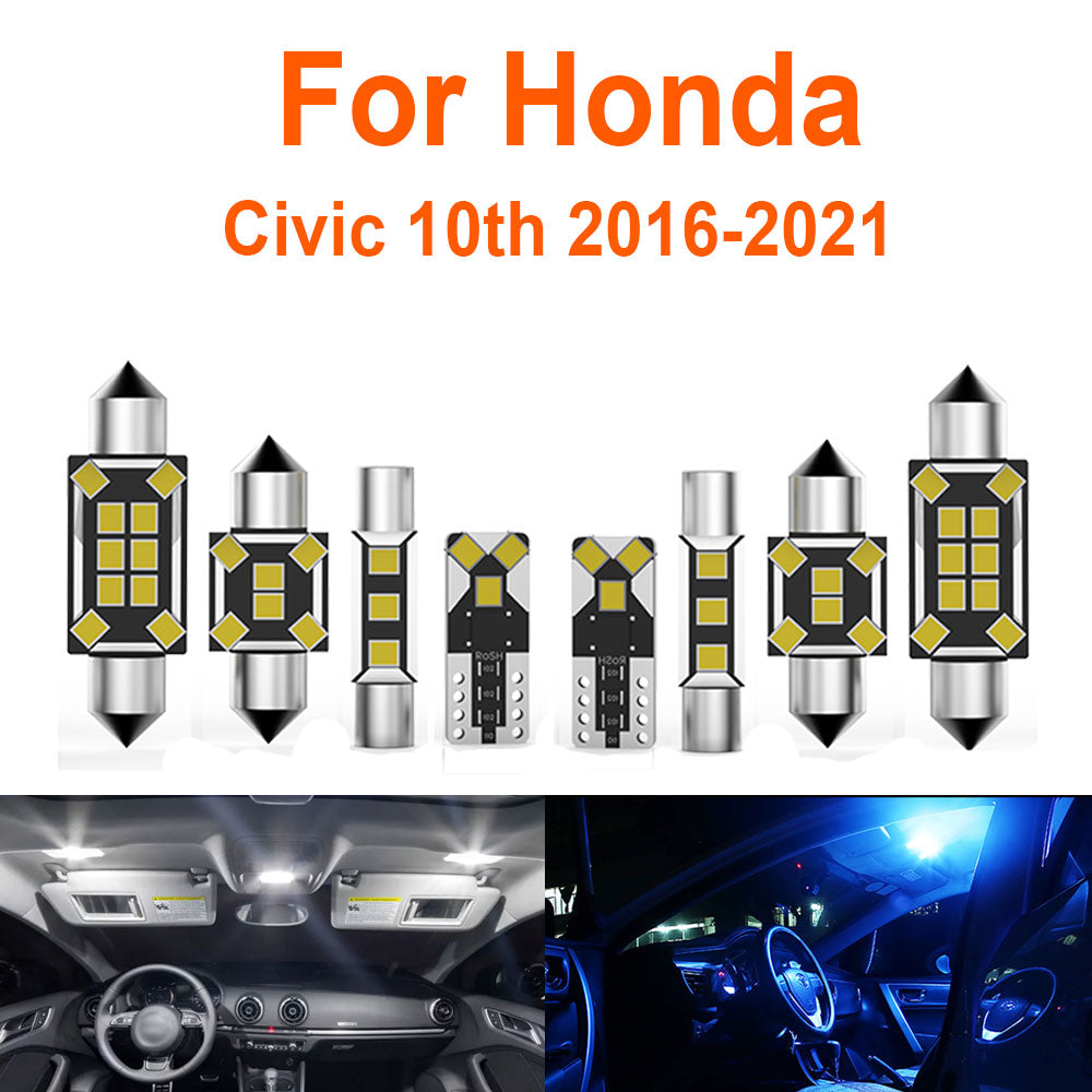 AutoGlowLED LED Interior Light Kit for Honda Civic 10th Gen 2016-2021 10Pcs