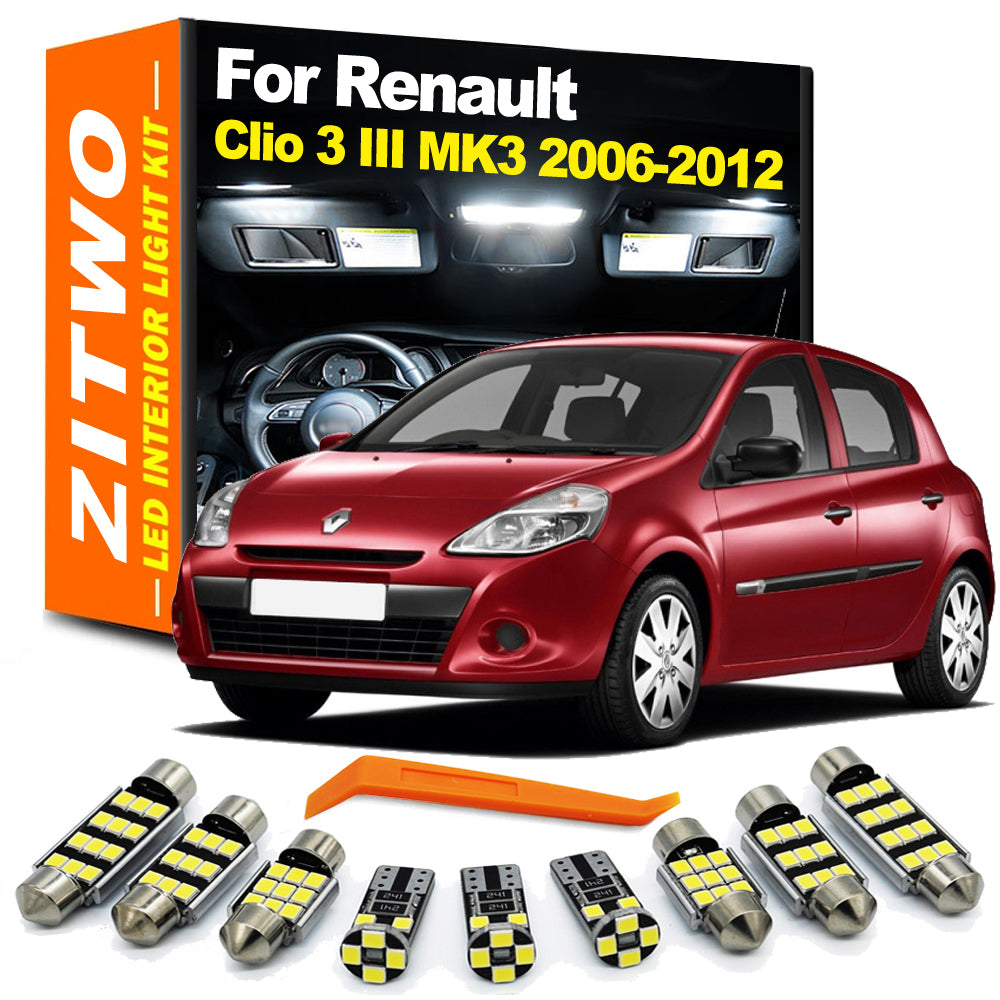 AutoGlowLED 13pc LED Interior Light Kit for Renault Clio 3 2006-2012