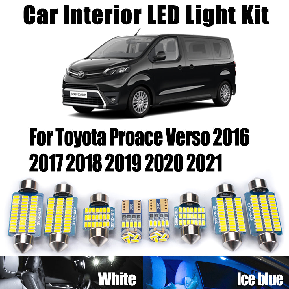AutoGlowLED 15Pcs Canbus LED Interior Light Kit for Toyota Proace Verso 2016-2021