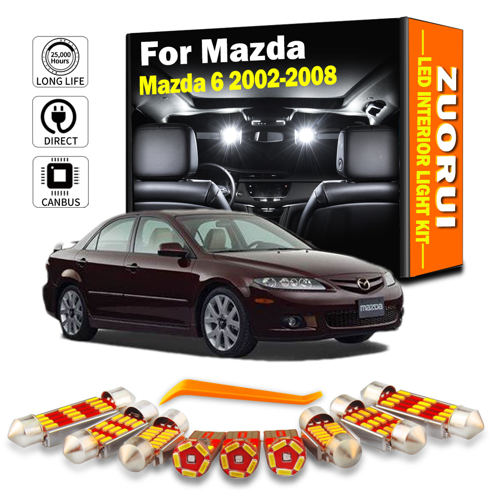 AutoGlowLED 12Pcs LED Interior Light Kit for Mazda 6 GG GY 2002-2008