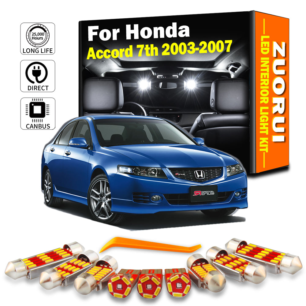 AutoGlowLED 17Pcs Canbus LED Interior Light Kit for Honda Accord 7th 2003-2007