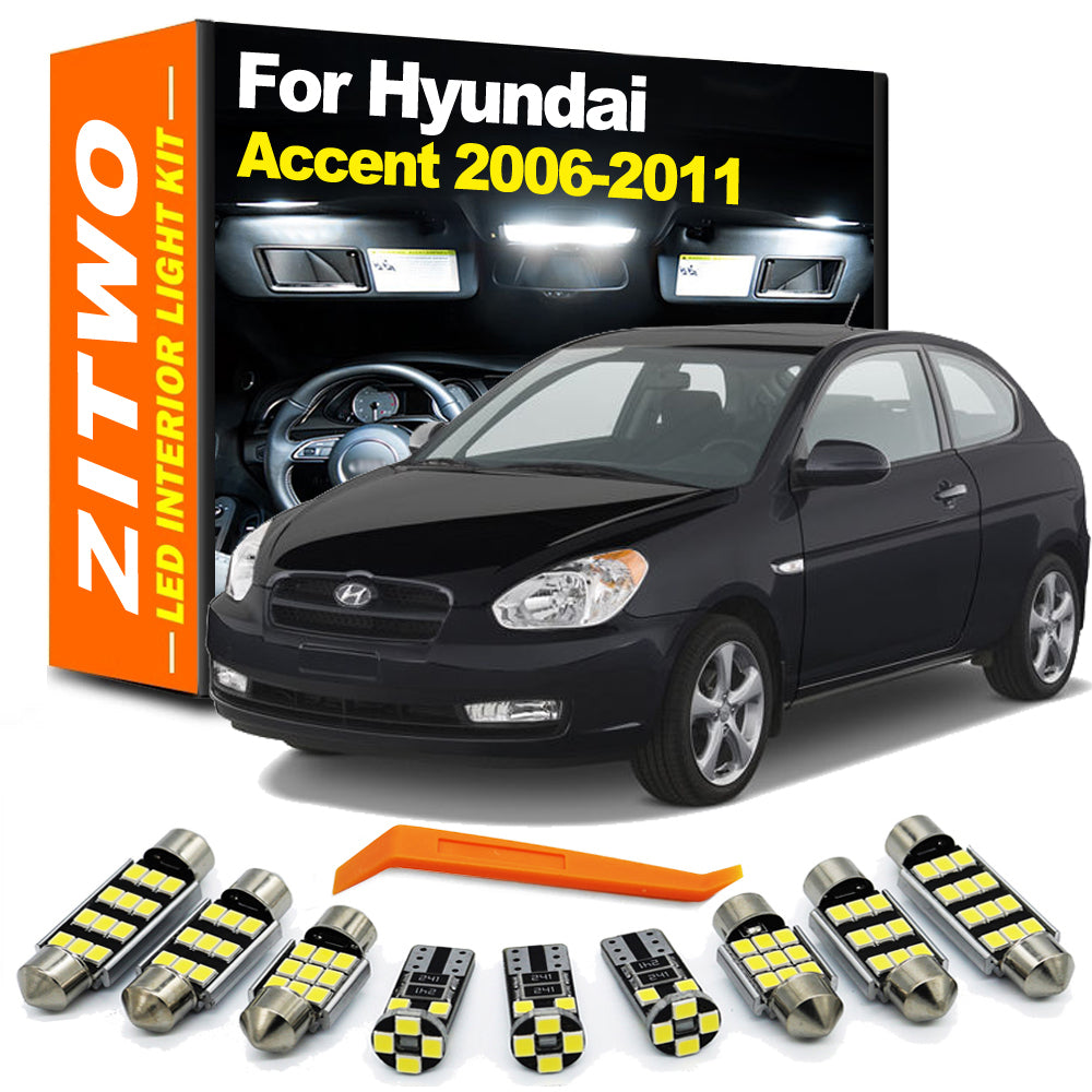 AutoGlowLED 10pc LED Interior & License Plate Kit for Hyundai Accent MK3 2006-2011