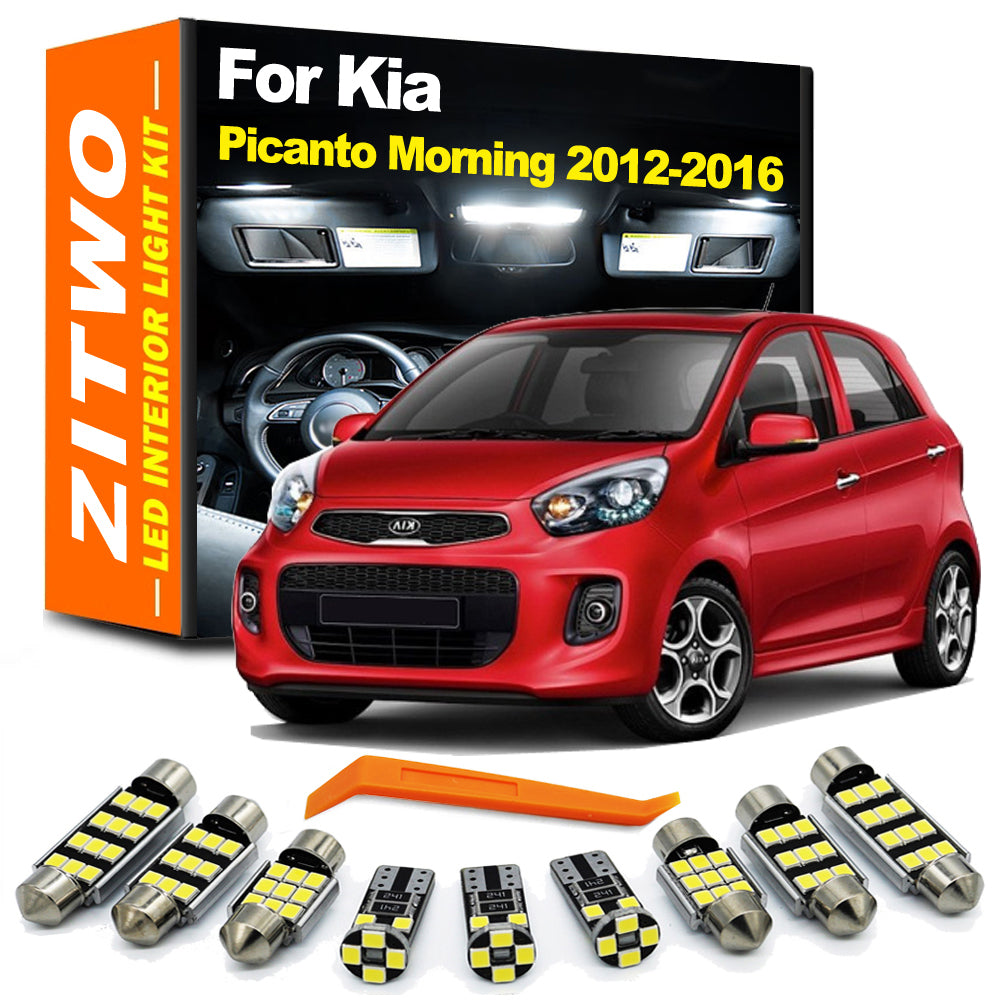 AutoGlowLED 8Pcs LED Interior Light Kit for Kia Picanto Morning 2012-2016