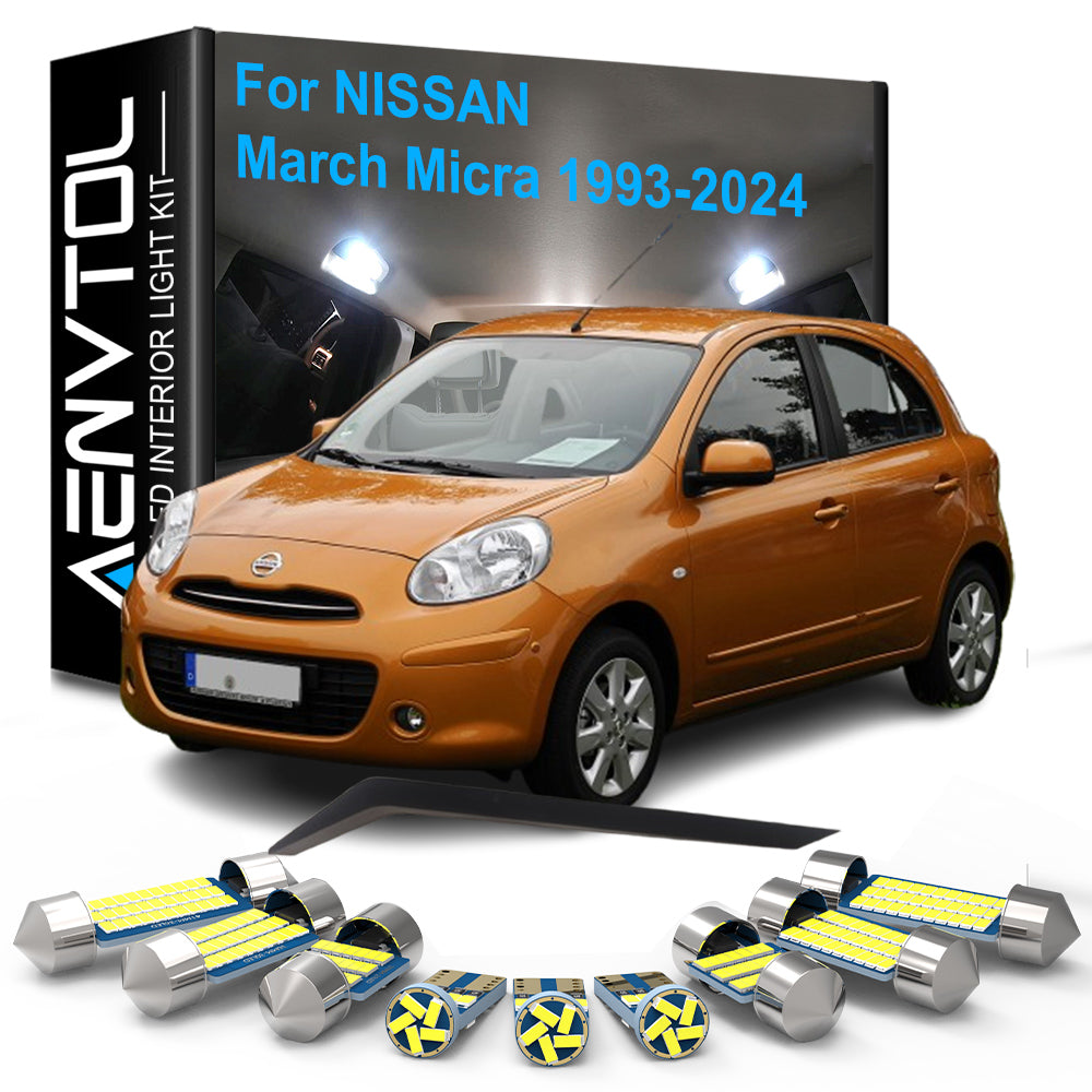 AutoGlowLED 8pcs LED Interior Light Kit for Nissan March Micra K11 K12 K13 K14