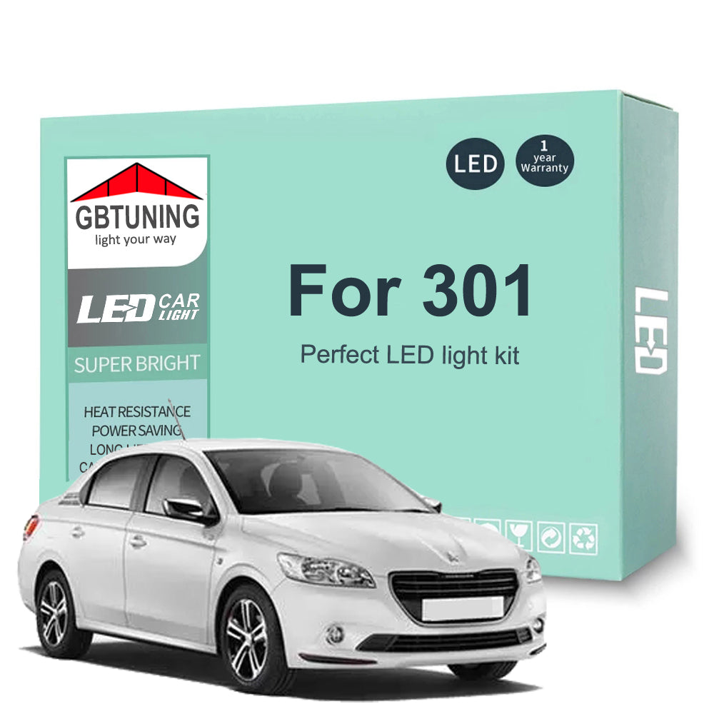 AutoGlowLED 11Pc Canbus LED Interior Light Kit for Peugeot 301 2013-2021