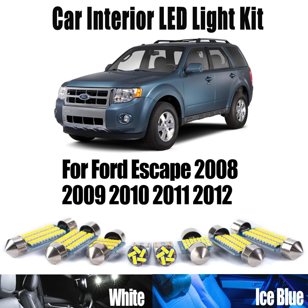 AutoGlowLED 13Pc Canbus LED Interior Light Kit for Ford Escape 2008-2012