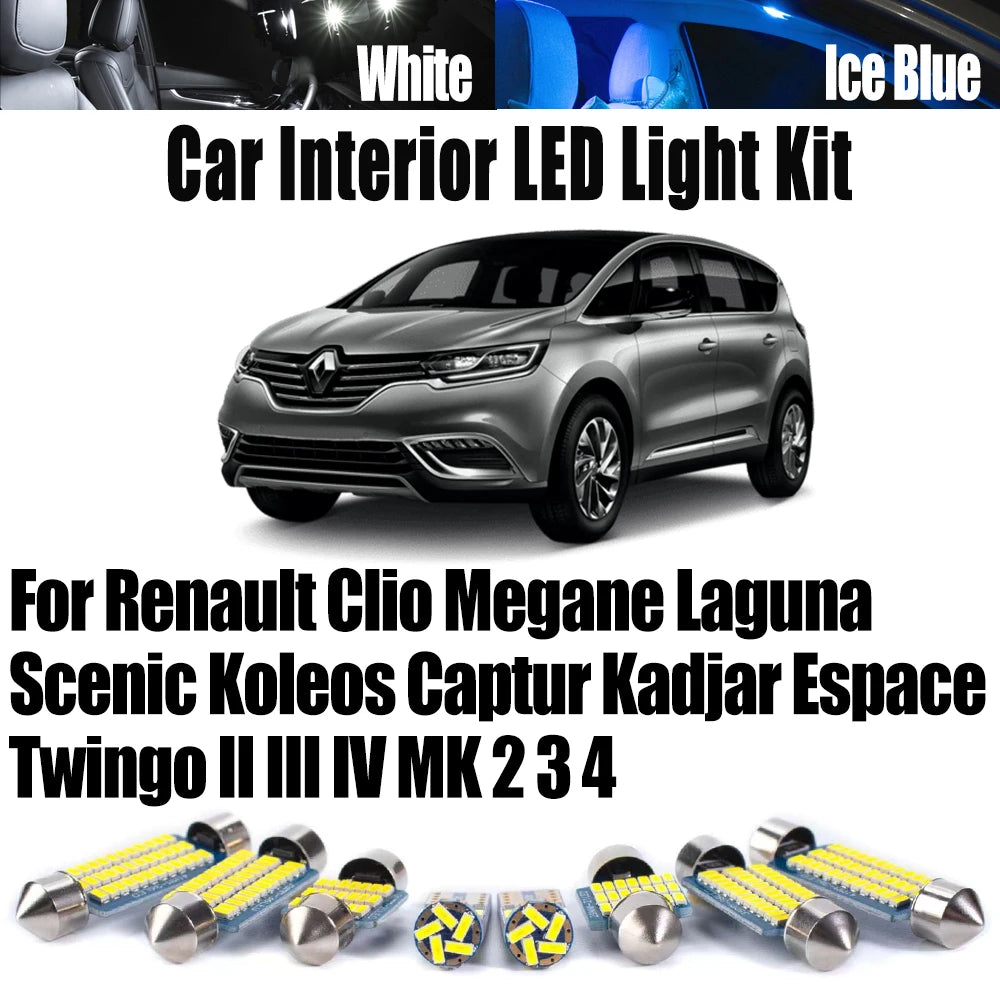 AutoGlowLED LED Interior Light Kit for Renault Clio Megane Laguna Scenic