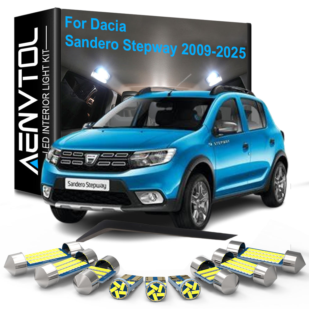 AutoGlowLED 9pcs LED Interior Lights Kit for Dacia Sandero Stepway 2009-2025 Canbus
