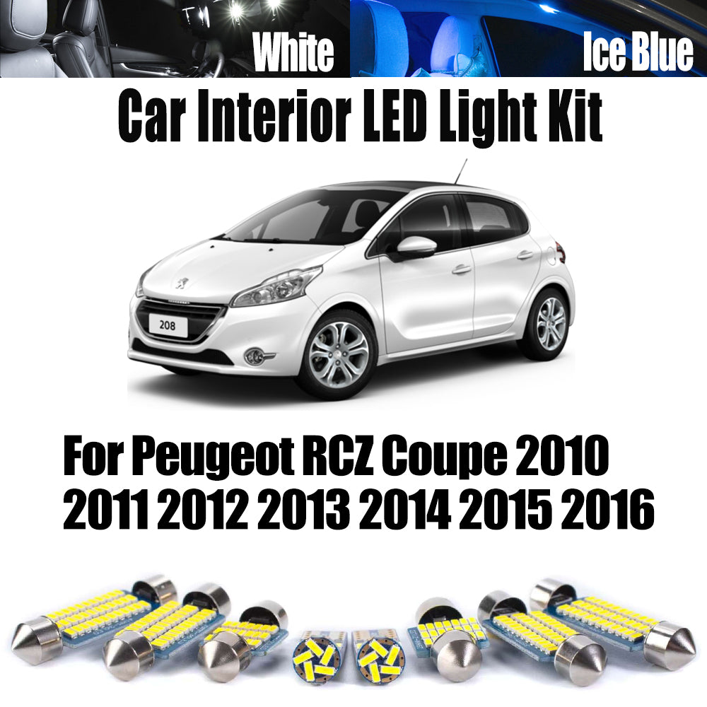 AutoGlowLED 17Pcs Canbus LED Interior Light Kit for Peugeot RCZ Coupe 2010-2016