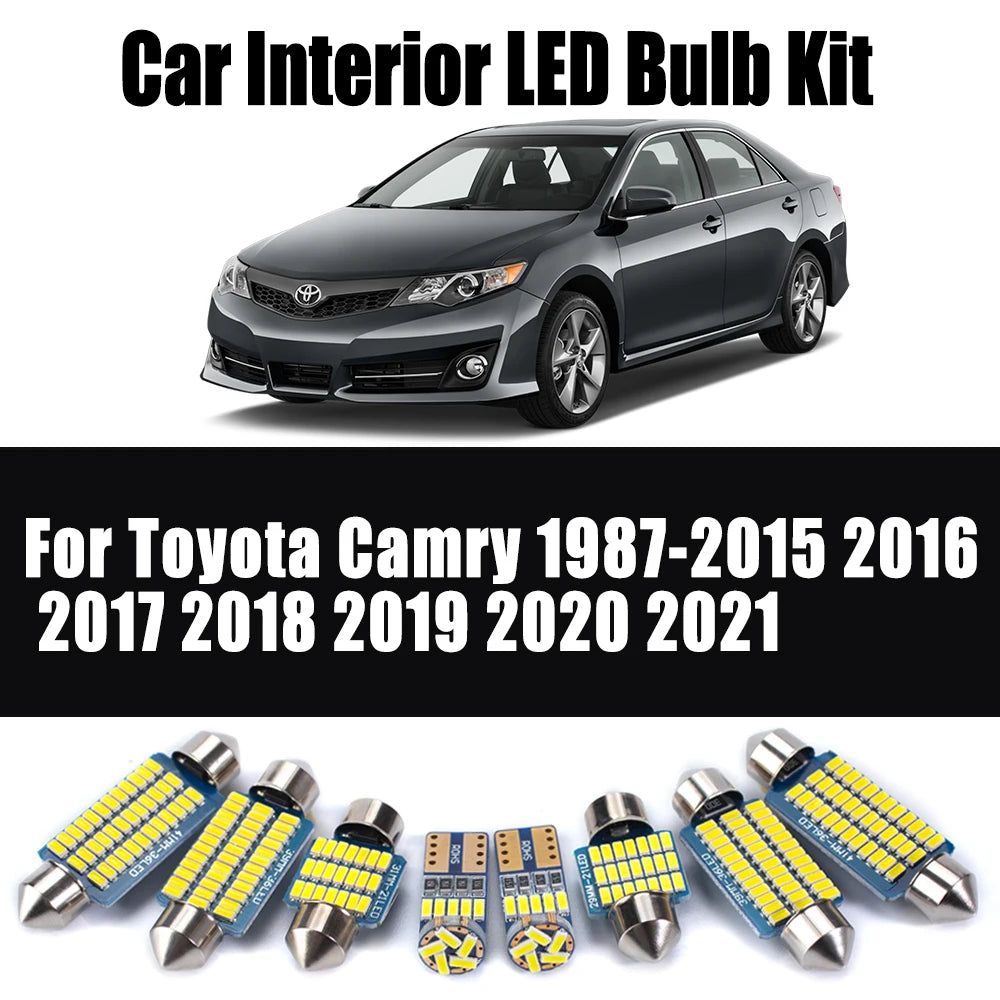 AutoGlowLED LED Interior Light Kit for Toyota Camry 1987-2021 Dome Map Bulbs