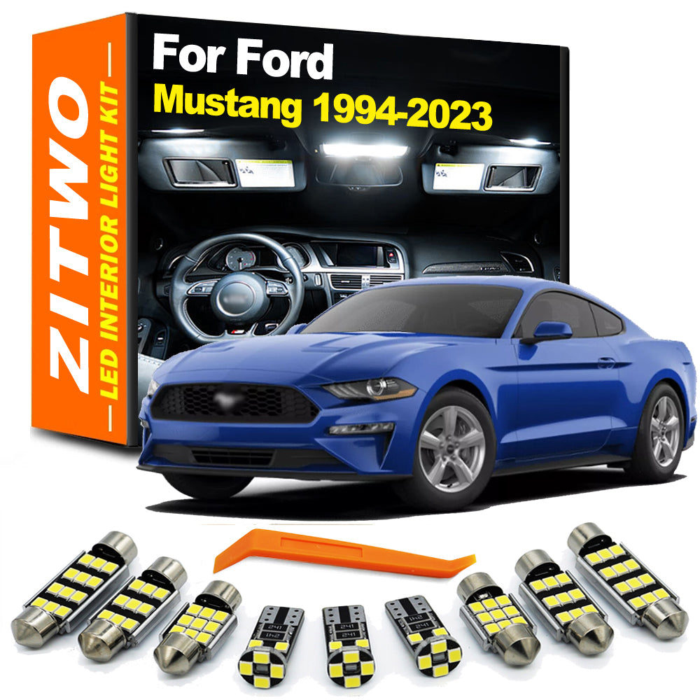AutoGlowLED LED Interior Light Kit for Ford Mustang 1994-2023 Dome Map Trunk Bulbs