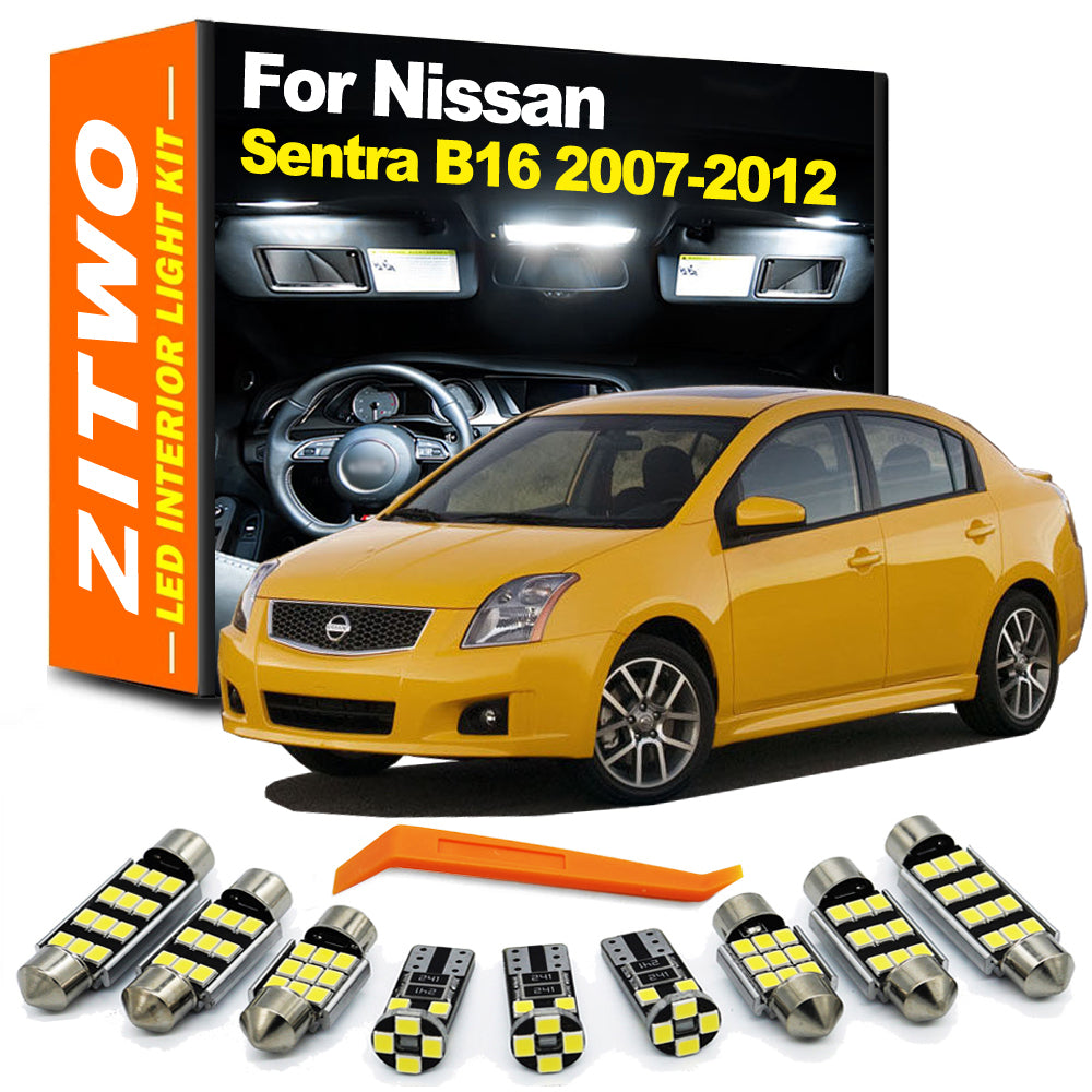 AutoGlowLED 9Pcs Canbus LED Interior Light Kit for Nissan Sentra B16 2007-2012