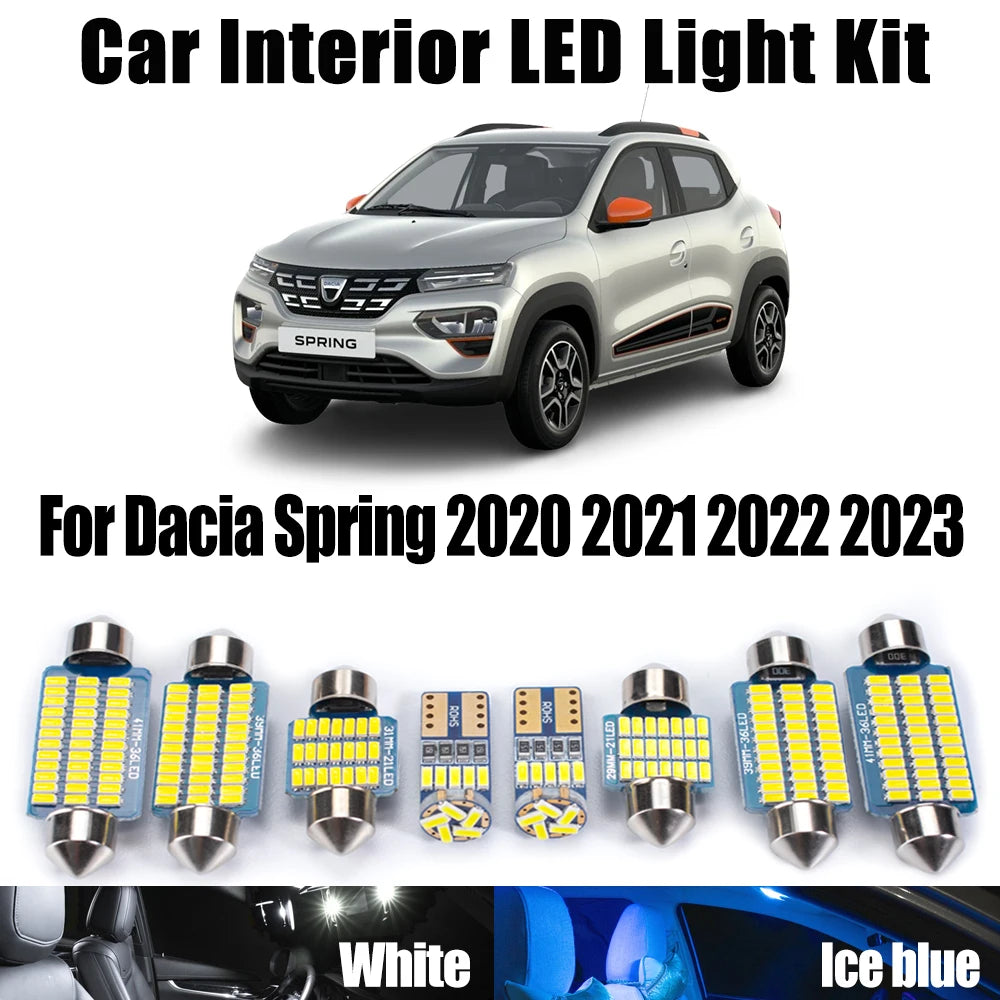 AutoGlowLED 7Pcs Canbus LED Interior Light Kit for Dacia Spring 2020-2023