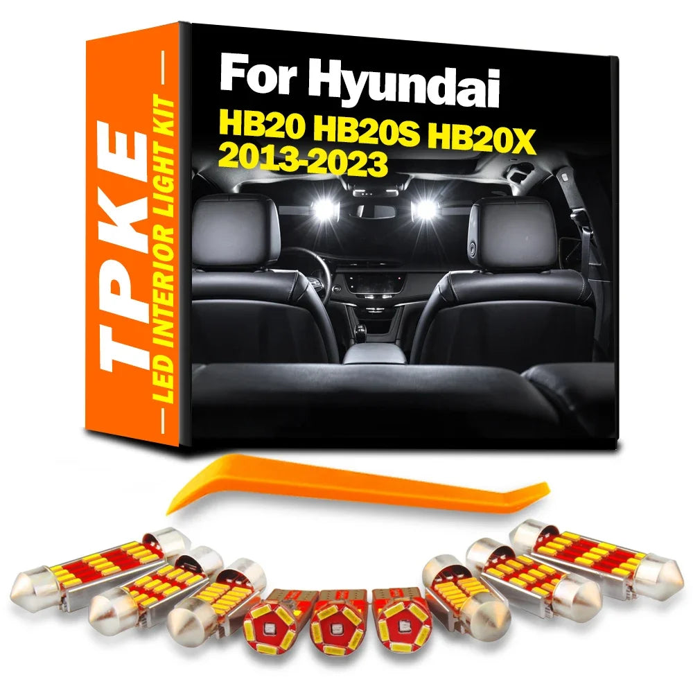 AutoGlowLED 11Pc LED Interior Light Kit for Hyundai HB20 HB20S HB20X 2013-2023