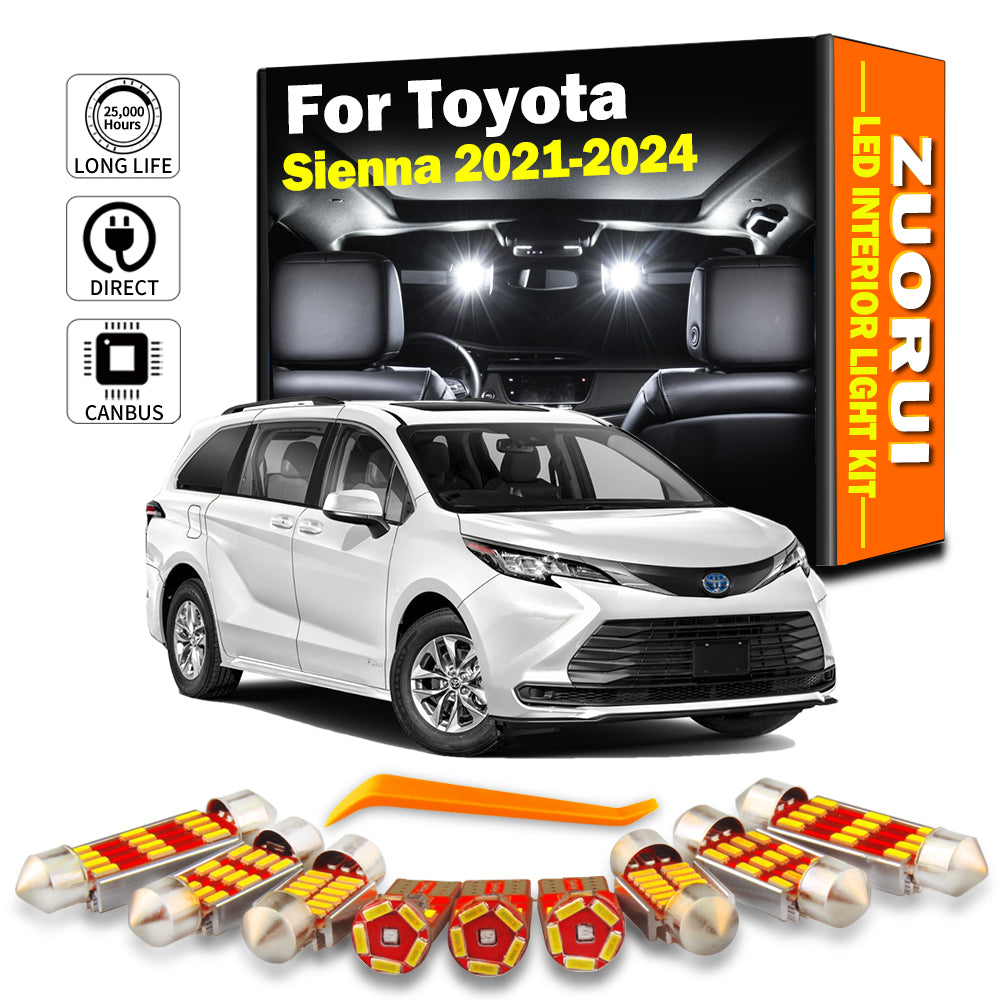 AutoGlowLED 17Pcs Canbus LED Interior Light Kit for Toyota Sienna 2021-2024