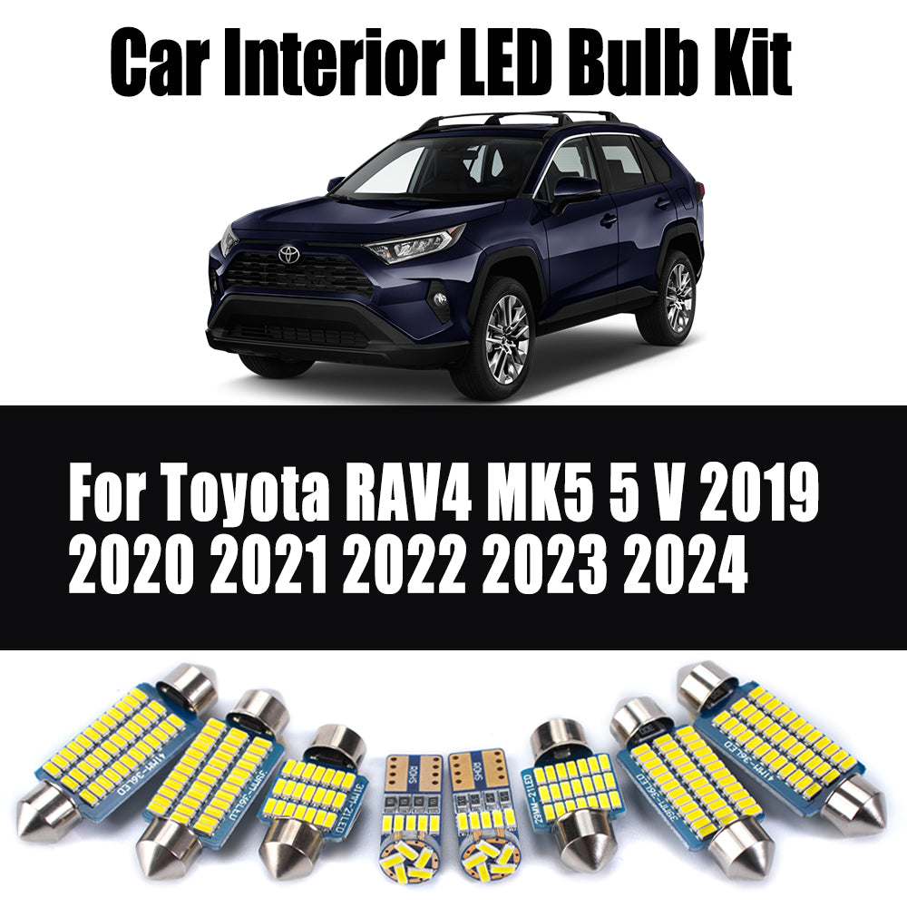 AutoGlowLED Canbus LED Interior Light Kit for Toyota RAV4 MK5 2019-2024, 10Pcs