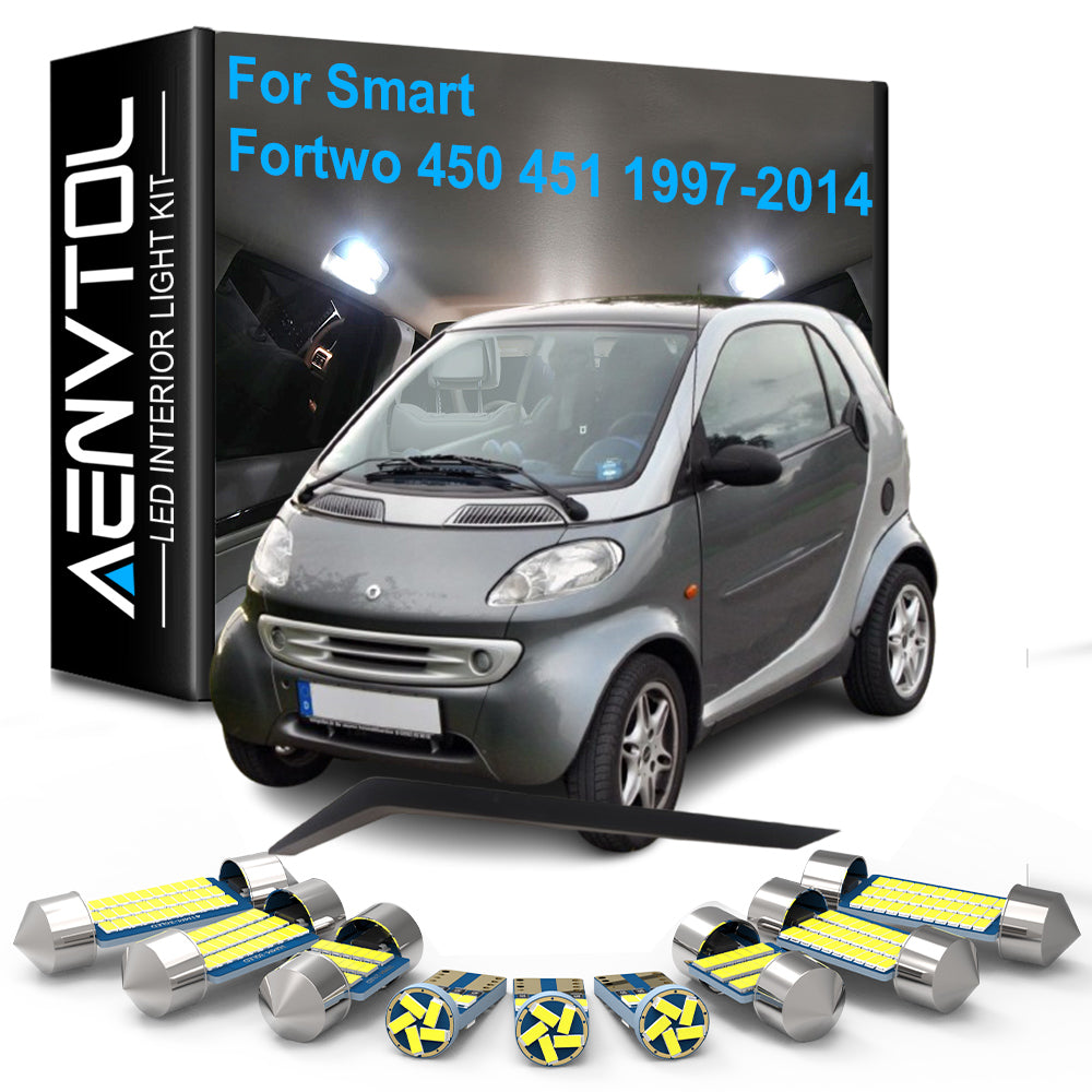 AutoGlowLED Car LED Interior Light Bulbs Canbus for Smart Fortwo 450 451 1997-2014