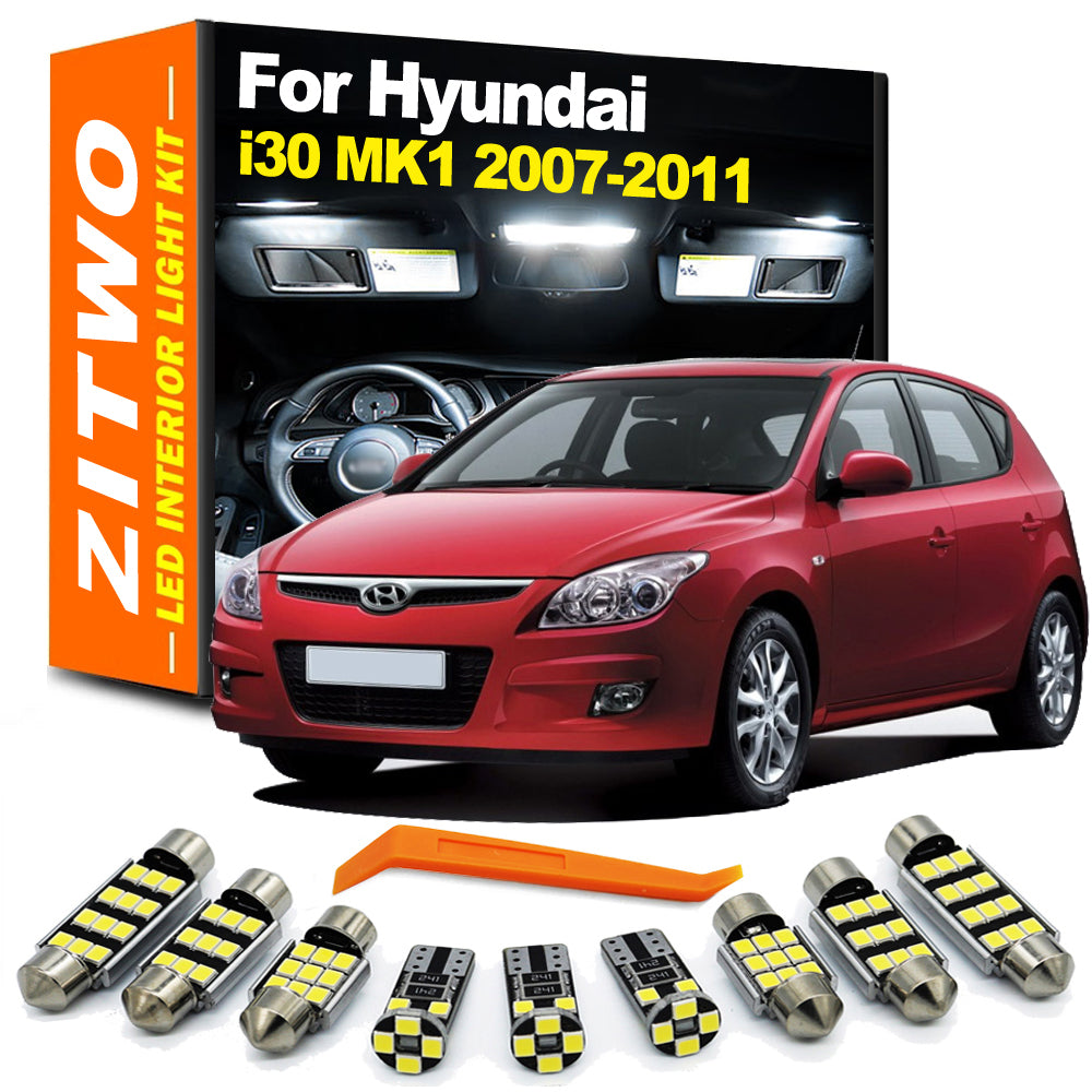 AutoGlowLED 11Pcs LED Interior Light Kit for Hyundai i30 MK1 2007-2011
