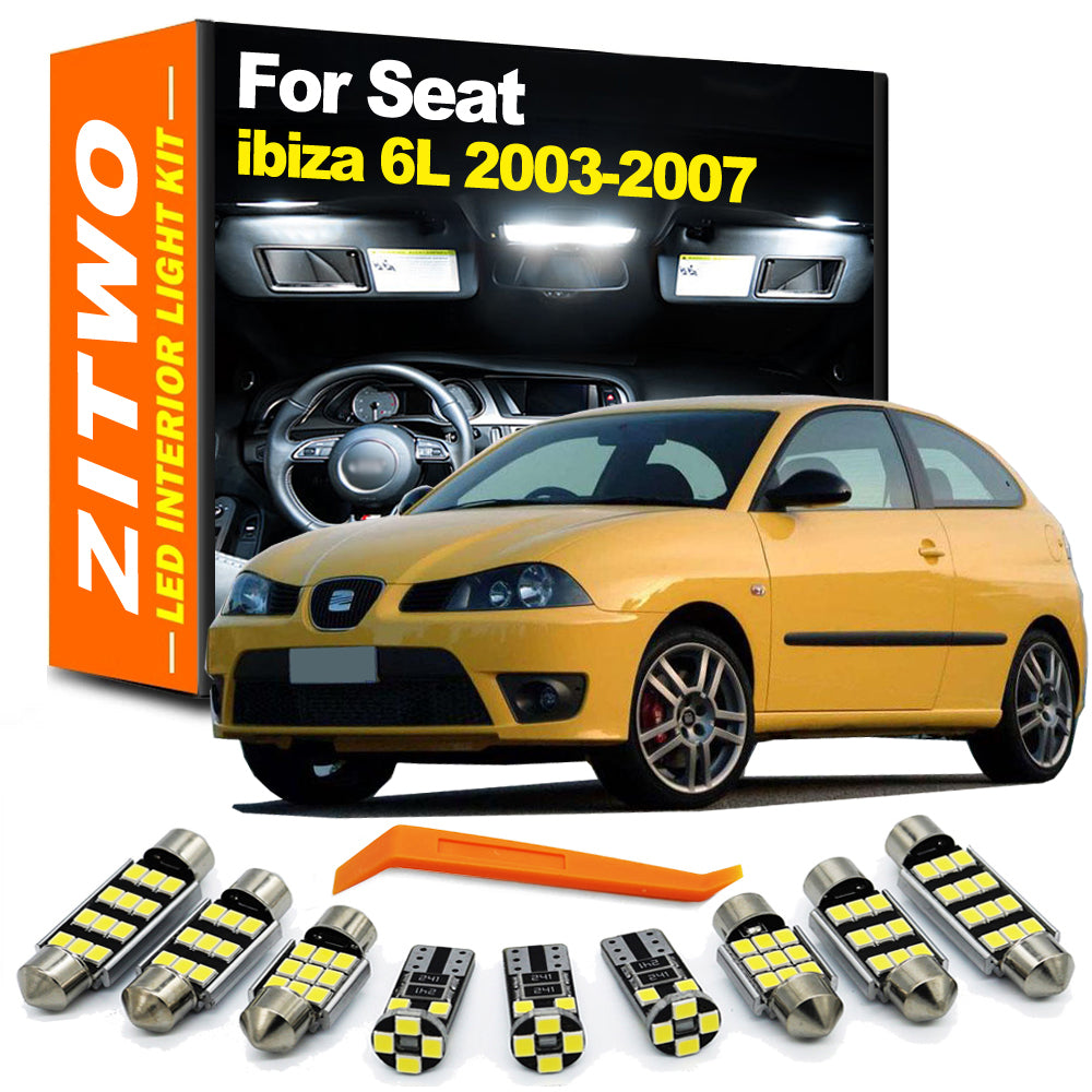 AutoGlowLED 8Pcs Canbus LED Interior Light Kit for Seat Ibiza 6L 6L1 2003-2007