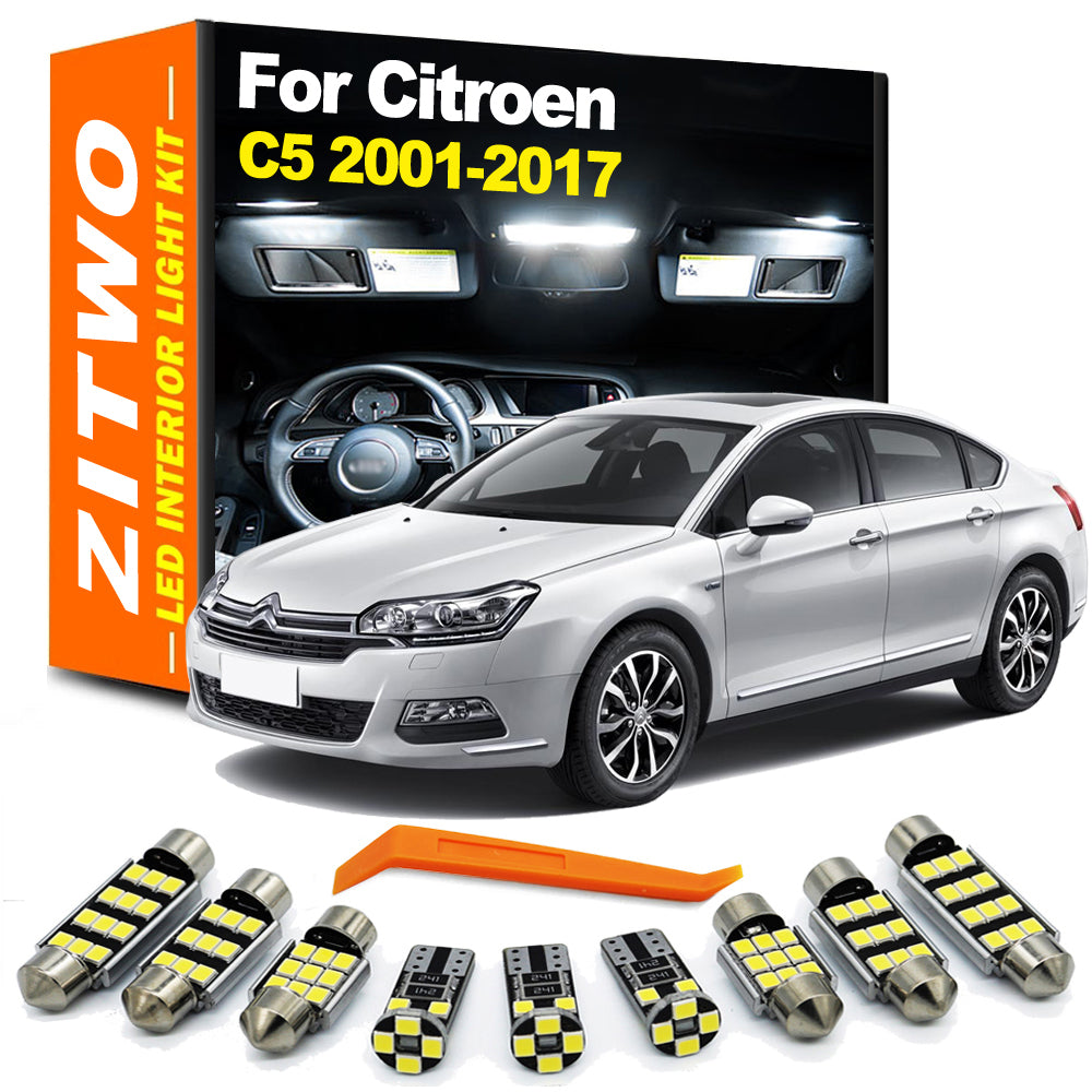 AutoGlowLED 15Pcs Canbus No Error LED Interior Light Kit for Citroen C5 MK1 MK2 2001-2017