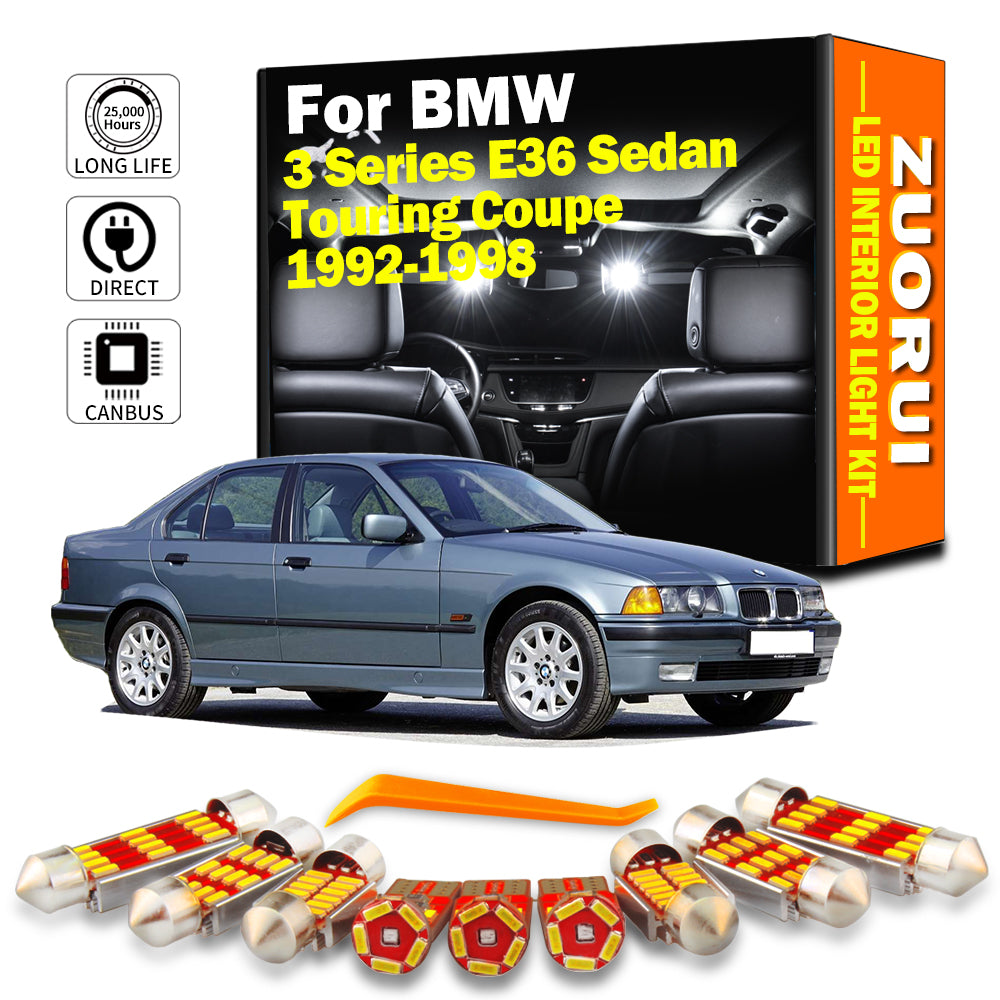 AutoGlowLED 17Pcs Canbus LED Interior Light Kit for BMW 3 Series E36 1992-1998