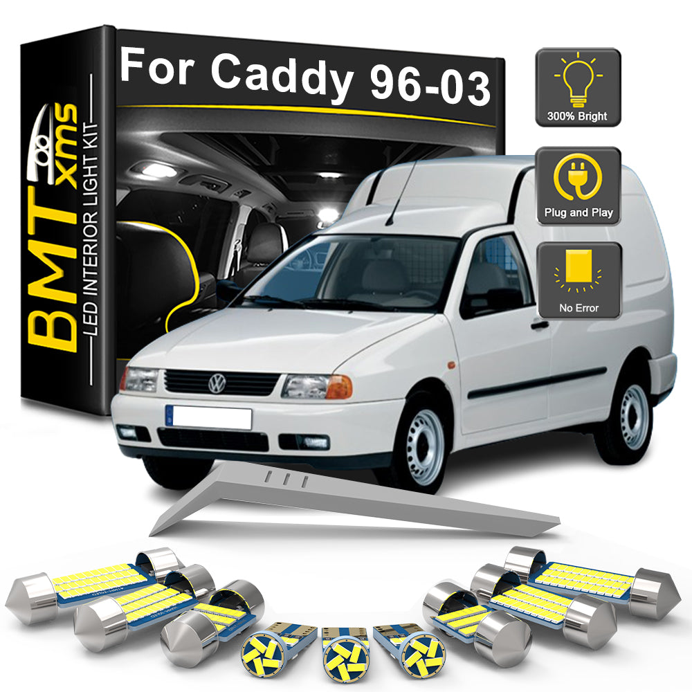 AutoGlowLED 12Pc LED Interior Light Kit for VW Caddy II MK2 1996-2003