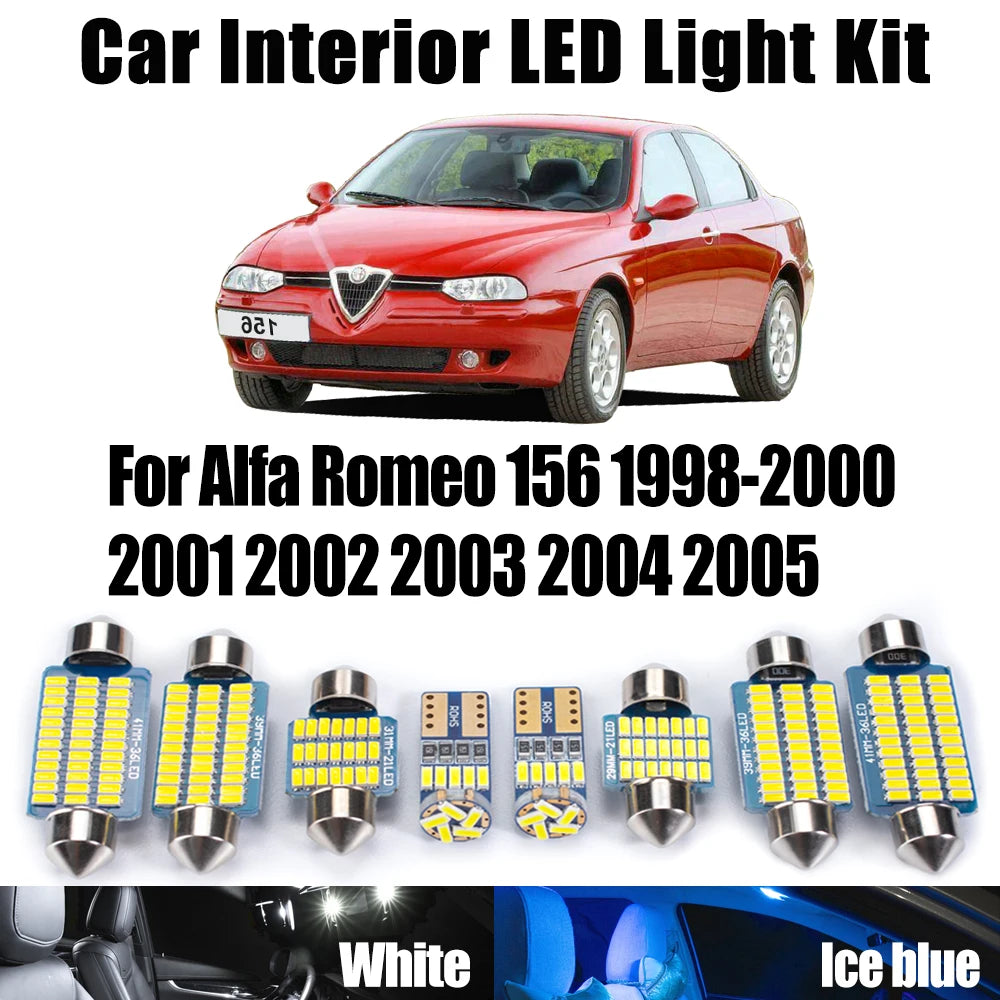 AutoGlowLED Canbus LED Interior Light Kit for Alfa Romeo 156 1998-2005 10Pcs