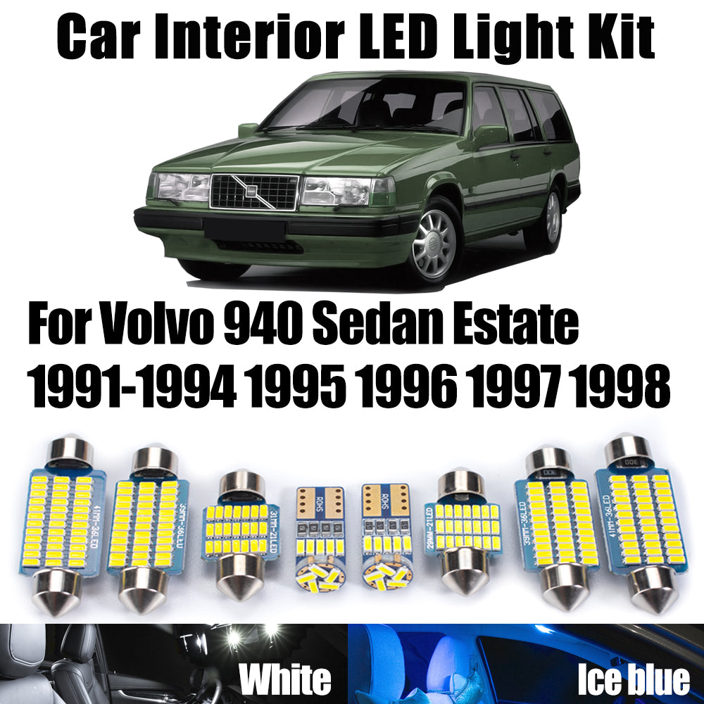 AutoGlowLED 15Pcs LED Interior Light Kit for Volvo 940 Sedan Estate Canbus