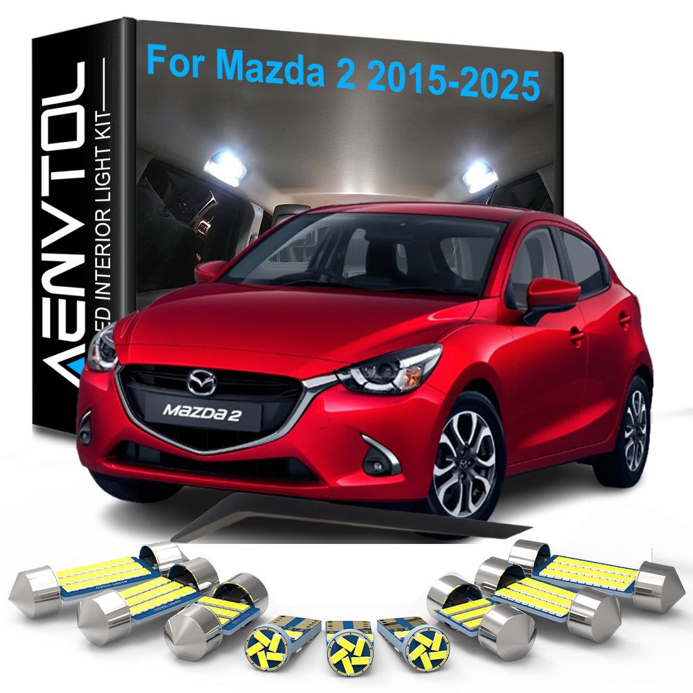 AutoGlowLED 8pcs LED Interior Light Kit for Mazda 2 2015-2025 Canbus Dome Trunk License Plate