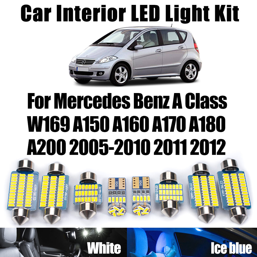 AutoGlowLED 12Pcs Canbus LED Interior Light Kit for Mercedes Benz A Class W169 2005-2012