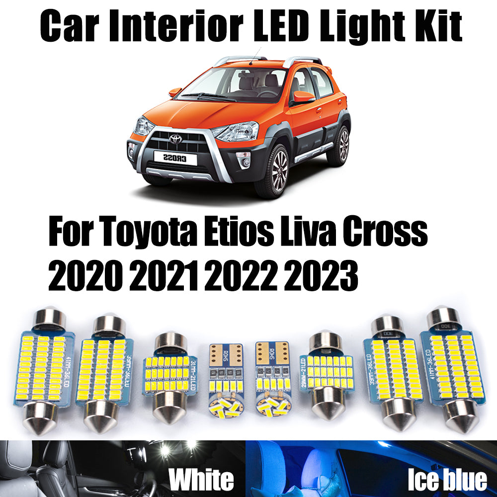 AutoGlowLED 8Pc Canbus LED Interior Light Kit for Toyota Etios Liva Cross 2020-2023