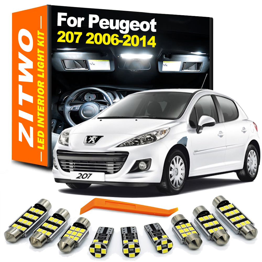 AutoGlowLED 14Pcs LED Interior Light Kit for Peugeot 207 2006-2014