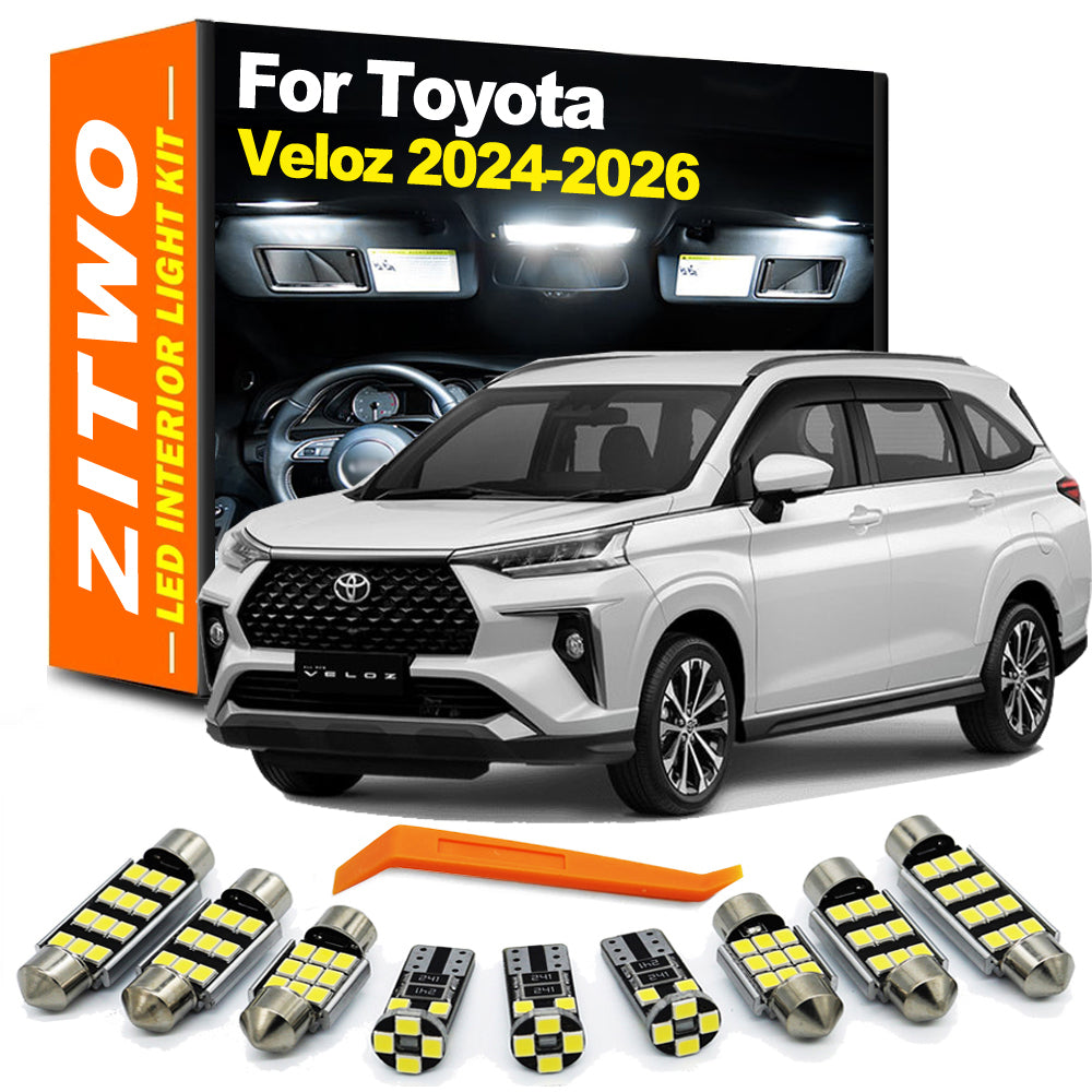 AutoGlowLED 9Pcs LED Interior Light Kit for Toyota Veloz 2023-2026 Dome Map Trunk