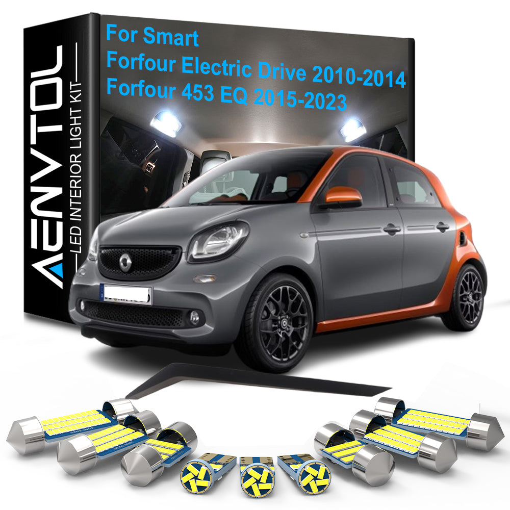 AutoGlowLED 9pcs Canbus LED Interior Light Kit for Smart Forfour 453 EQ