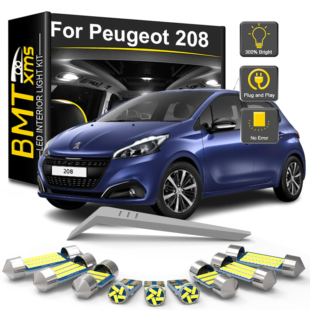 AutoGlowLED 9PCS LED Interior Light Kit for Peugeot 208 2013-2018 Canbus