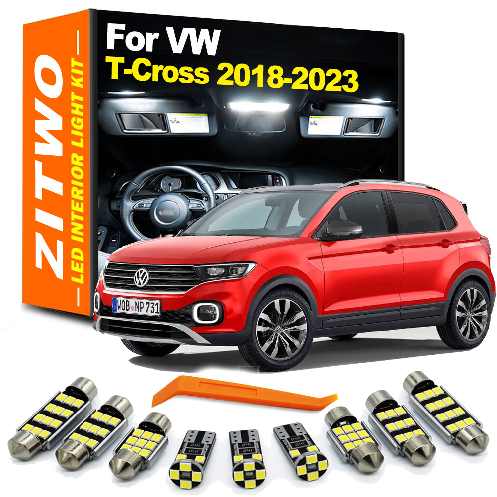 AutoGlowLED 9Pcs Canbus LED Interior Light Kit for VW T-Cross 2018-2023
