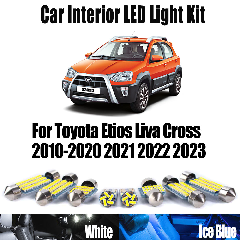 AutoGlowLED 8Pcs Canbus LED Interior Light Kit for Toyota Etios Liva Cross 2010-2023