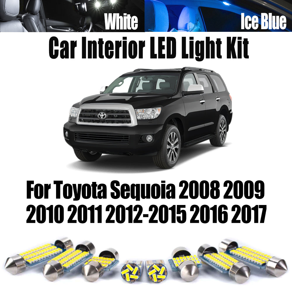 AutoGlowLED 13Pc LED Interior Light Kit for Toyota Sequoia 2008-2017