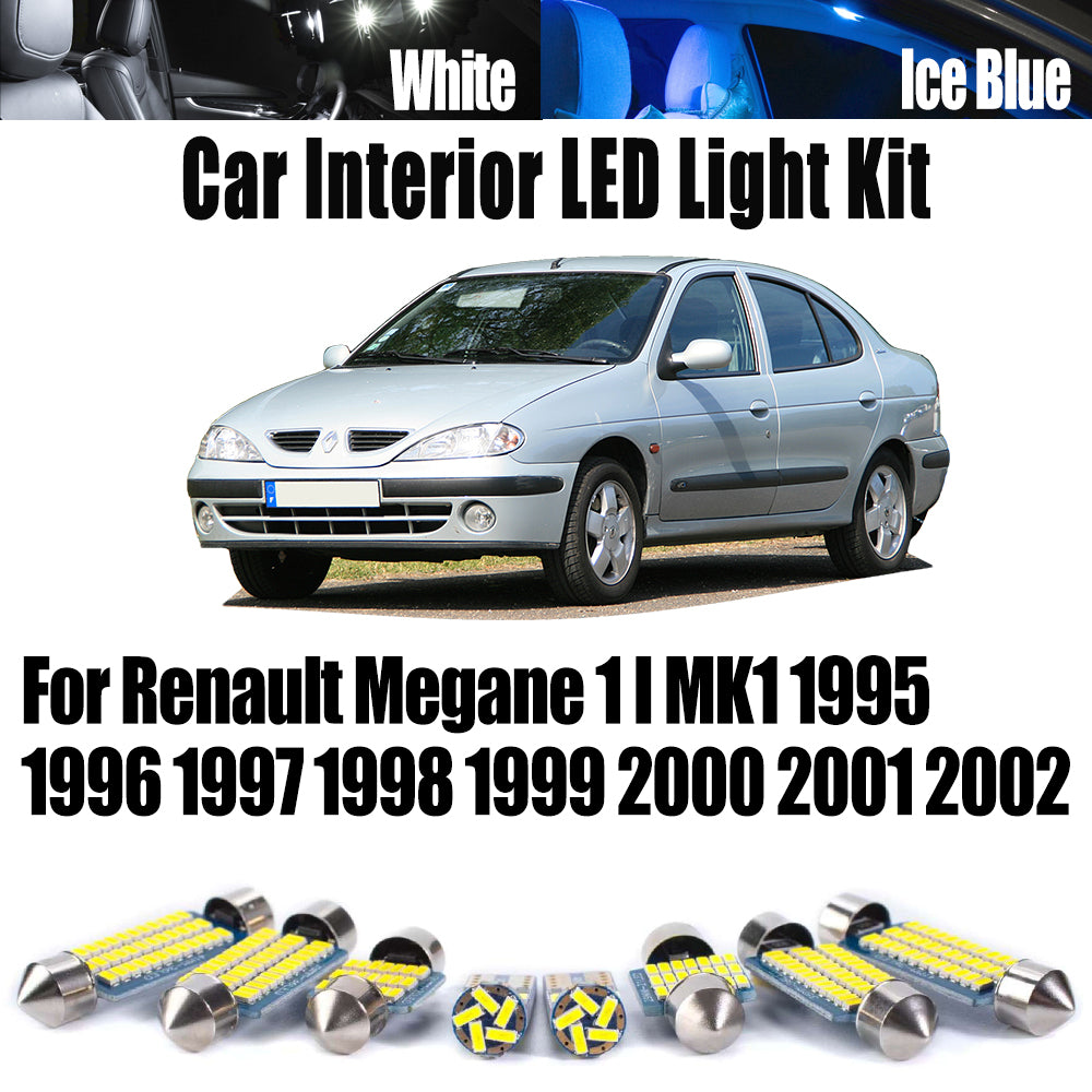 AutoGlowLED Interior LED Light Kit for Renault Megane 1 MK1 1995-2002, 10Pcs