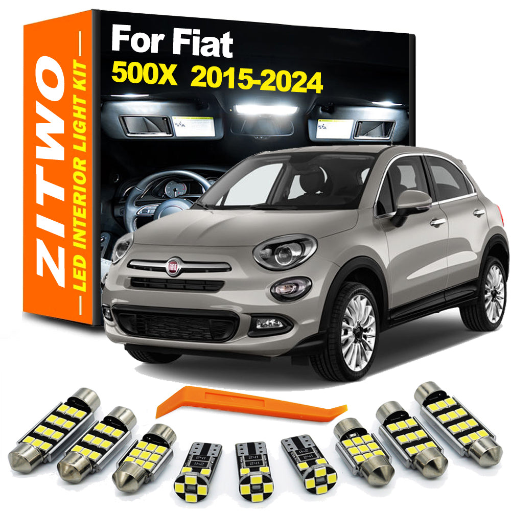 AutoGlowLED 10pc LED Interior Light Kit for Fiat 500X 2015-2024