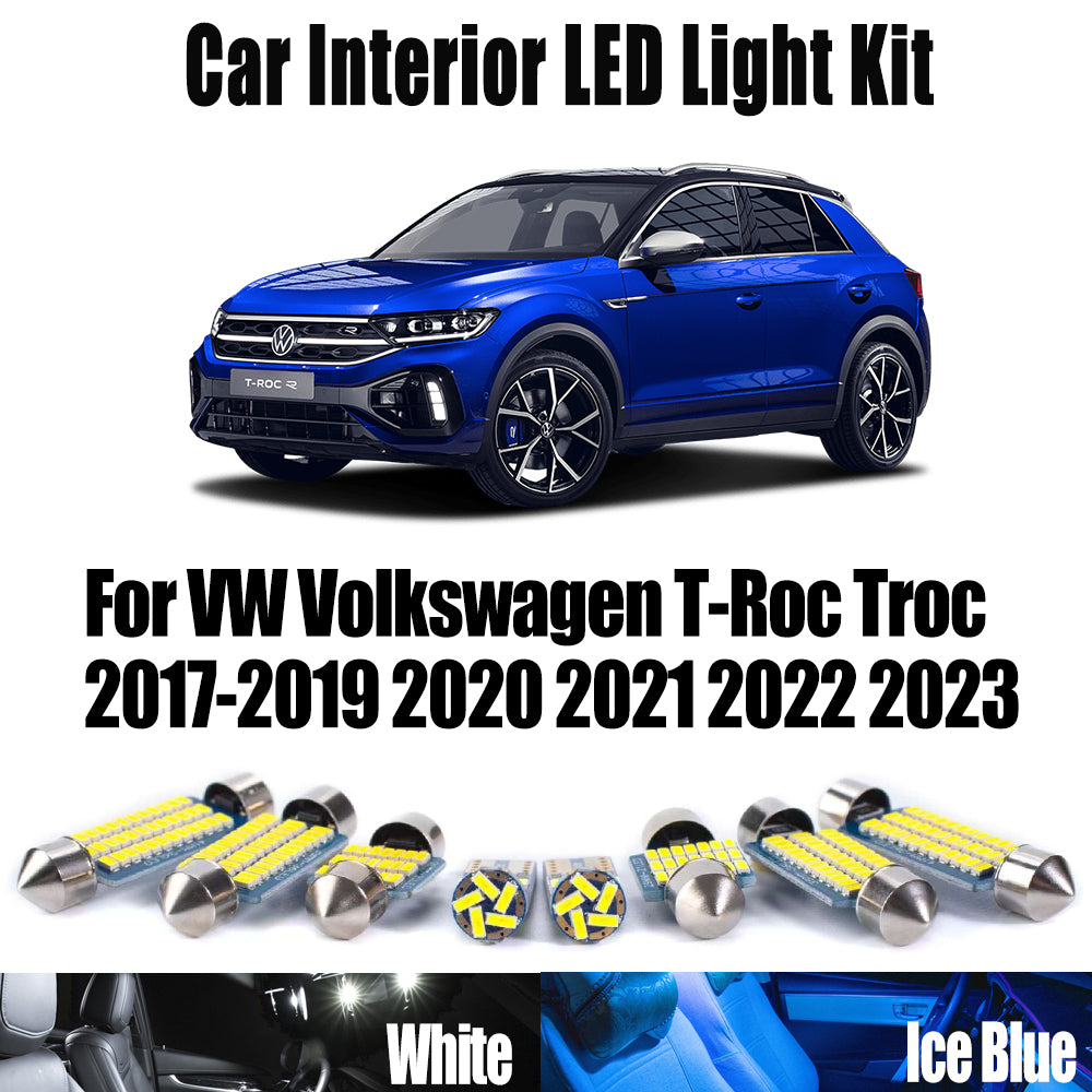 AutoGlowLED 10Pc LED Interior Light Kit for VW T-Roc 2017-2023