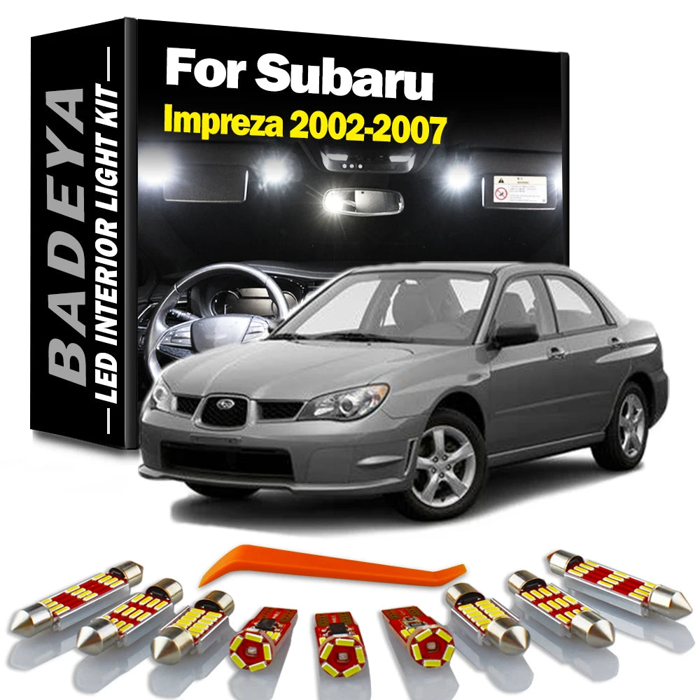 AutoGlowLED 8Pc LED Interior Dome Map Reading License Plate Light Kit for Subaru Impreza 2002-2007