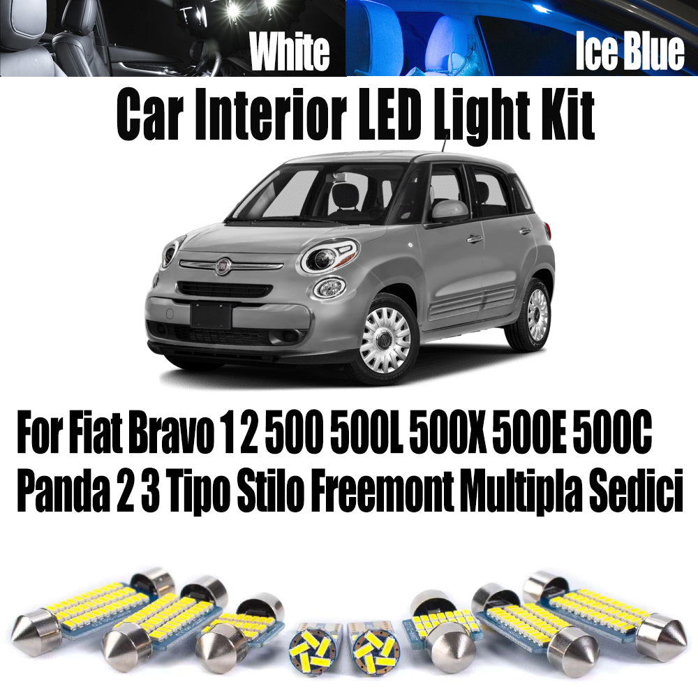 AutoGlowLED LED Interior Dome Light Kit for Fiat Bravo 500 Panda Tipo Stilo Freemont Multipla Sedici