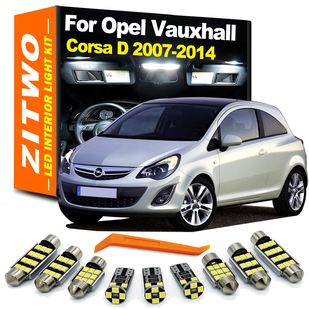AutoGlowLED 10-Piece LED Interior Light Kit for Opel Vauxhall Corsa D 2007-2014